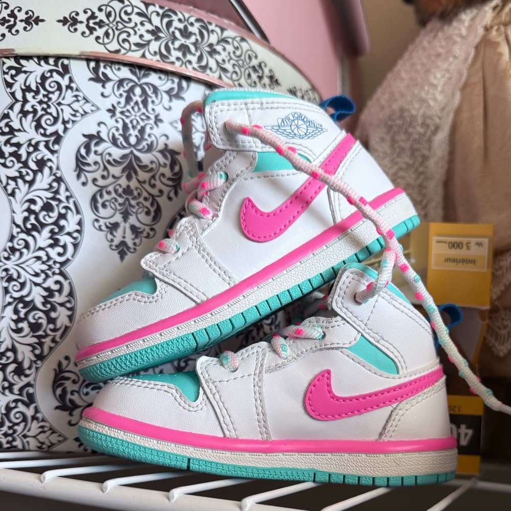 Nike White and Pink Kids' Sneakers